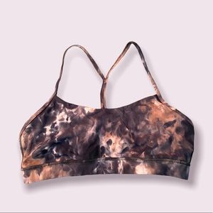 Lululemon Flow Y Bra Nulu size 10 Diamond Dye Graphite Grey Pink Pastel